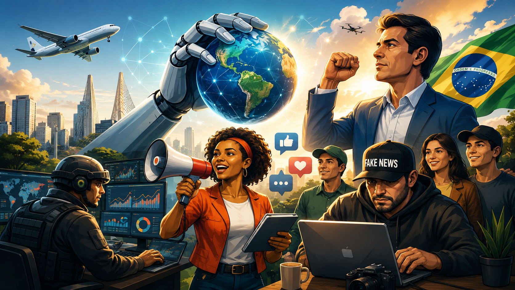 Tecnologia, Mídia e Ação Cívica no Brasil, imagem gerada por IA
