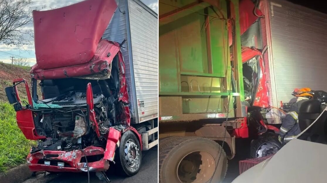 Caminhão bate em bitrem e motorista fica ferido na Rodovia Euclides da Cunha