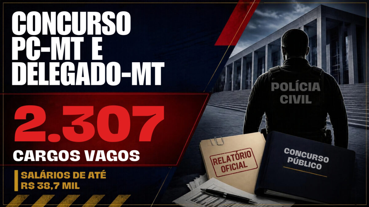 Concurso PC-MT: Órgão já tem 2.307 cargos vagos em várias funções