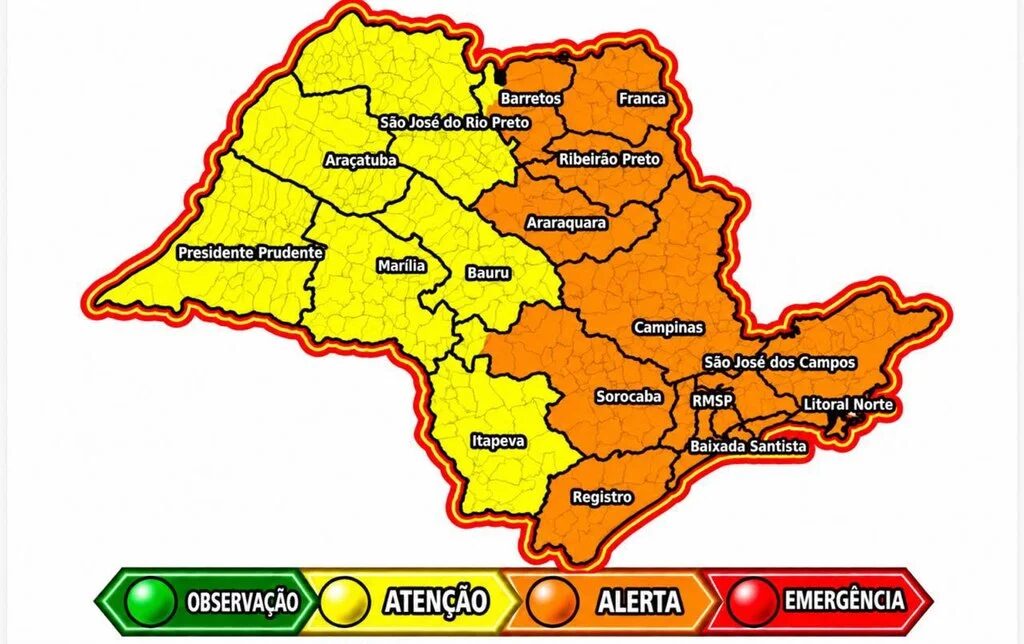 Defesa Civil renova alerta para chuvas e destaca áreas de maior atenção no Estado de São Paulo