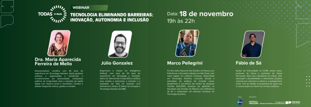 Governo de SP realiza webinar ‘Tecnologia eliminando barreiras: inovação, autonomia e inclusão’
