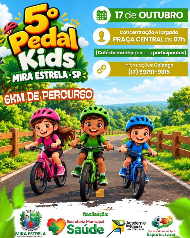 Mira Estrela promove 5ª edição do Pedal Kids com percurso de 6 km e café da manhã para participantes