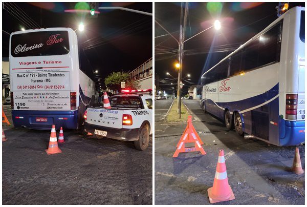 Ônibus universitário quebra em cruzamento movimentado e trava o trânsito em Fernandópolis