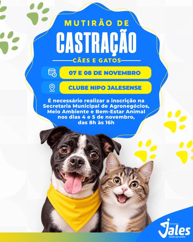Prefeitura de Jales e Governo de SP promovem mutirão gratuito com 265 castrações de cães e gatos